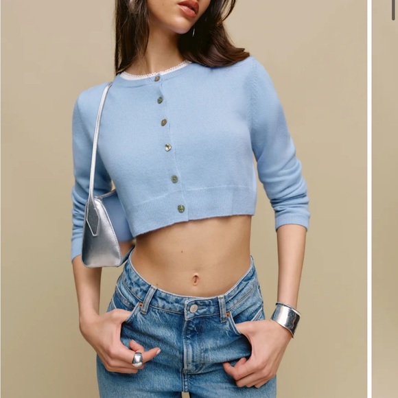 Reformation cashmere cropped cardigan NWT - Picture 2 of 4